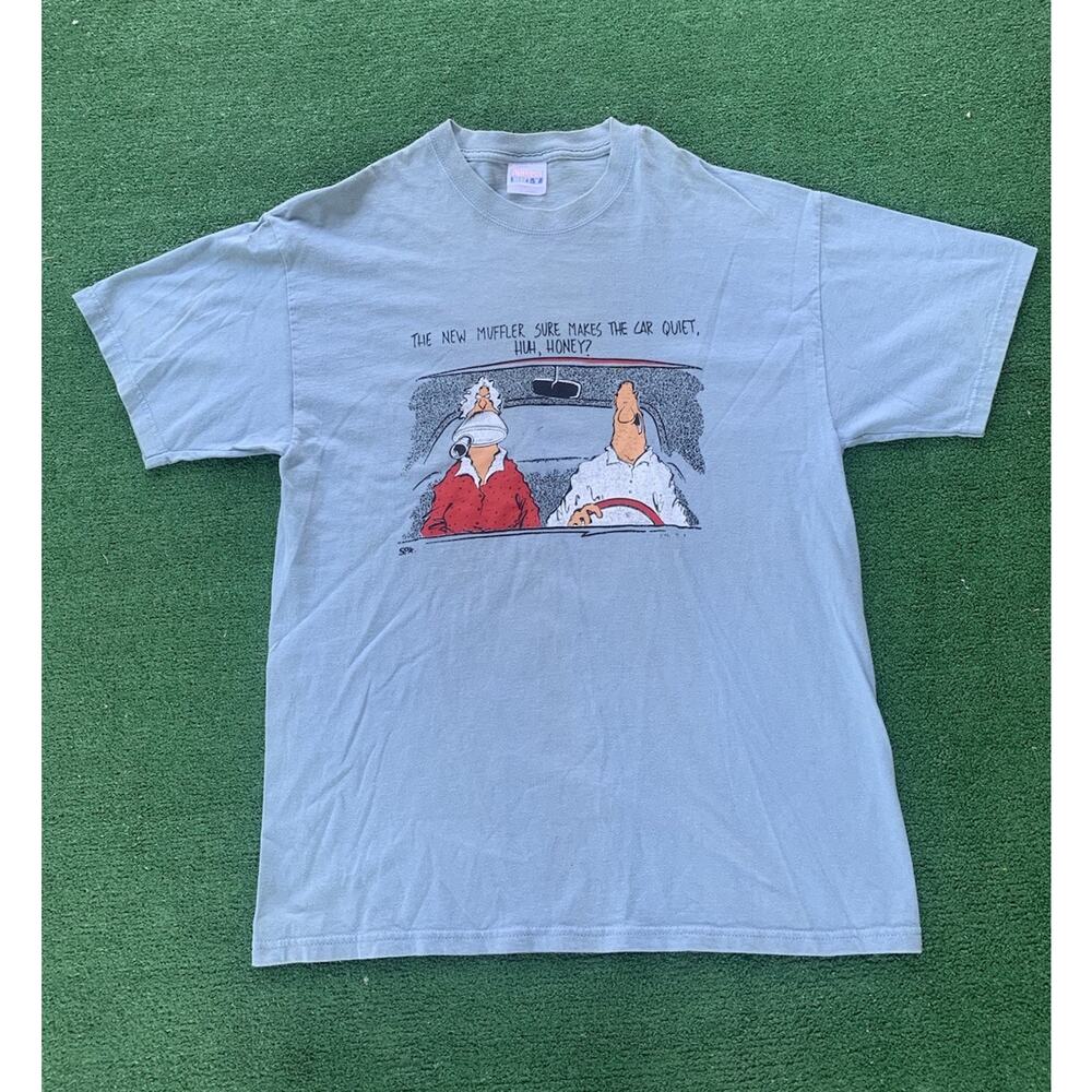 VTG Funny Comedy Wife Shirt “ The Muffler, Sure Make The Car Quiet” Size L